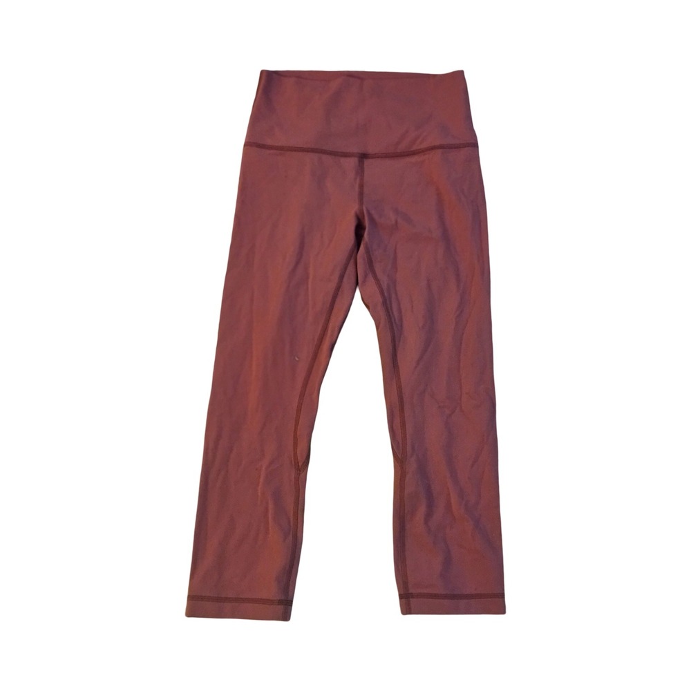 Lululemon High Rise Cropped Leggings Burgundy Mauve Yoga Pants Women Size 4